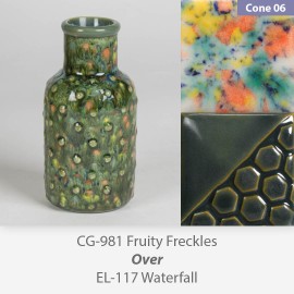 Fruity Freckles - CG981 over Waterfall - EL117 Glaze Combination Fruity Freckles - CG981 over Waterfall - EL117 Glaze Combination